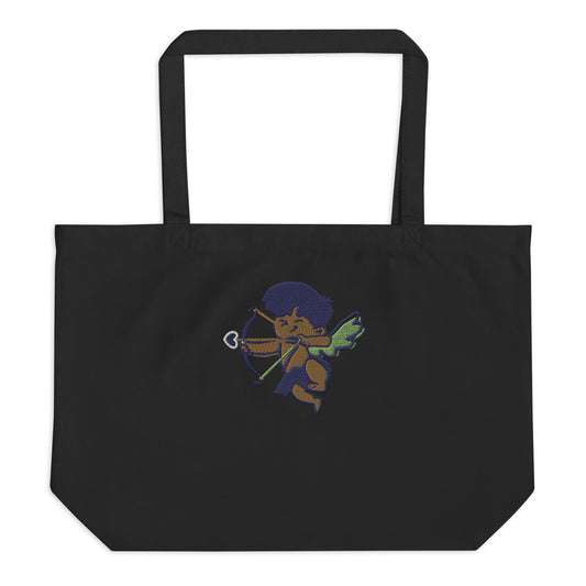 Embroidered Lovers Large Organic Tote Bag